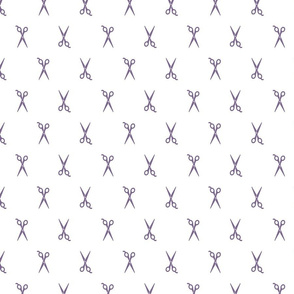  Hair Scissors Salon Scissors Pattern in Mauve Purple with a White Background (Regular Scale)