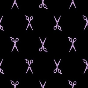   Barbershop Scissor Icons in Lilac Purple with a Black Background (Regular Scale)