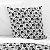 Black on White Jumbo Fleur Damask Motif