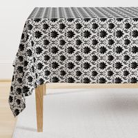 Black on White Jumbo Fleur Damask Motif