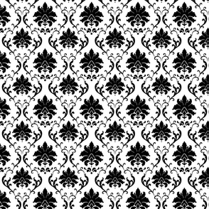 Black on White Jumbo Fleur Damask Motif