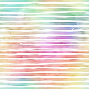 Rainbow Bright Pastel Watercolor Stripes and Lines