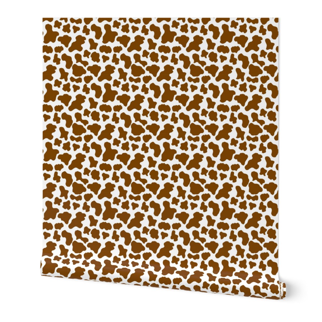 SMALL brown cow print fabric - brown cow Wallpaper