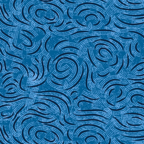 Ocean Currents- Cerulean Midnight Baby Blue-Large Scale