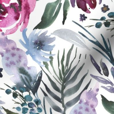 Bordeaux & Plum Watercolor Floral - Large