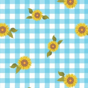 Gingham & Sunflowers-Blue