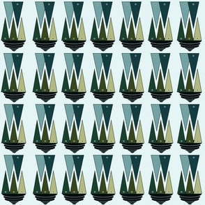 Retro Modern Triangular Outdoor Cool Blue Green Stripes