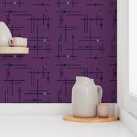 Purple Mid Century Modern Lines and Dots