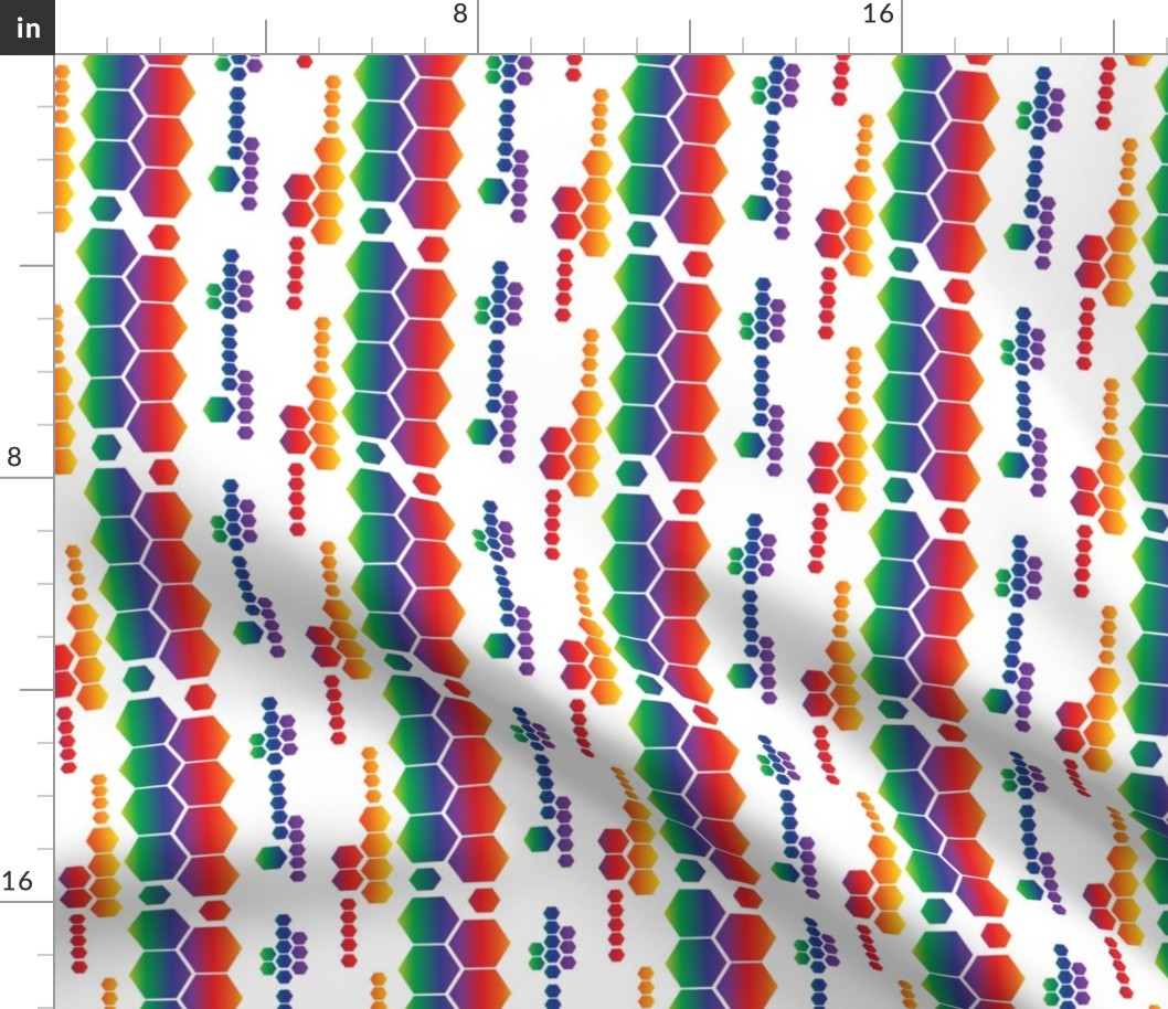 Hexagon Rays Geometric Rainbows LGBTQ Striped Glowing Honeycombs