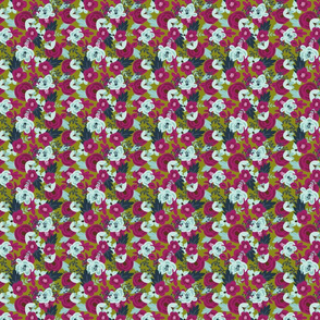 magenta aqua floral on ugly green