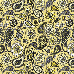 Yellow paisley and flowers
