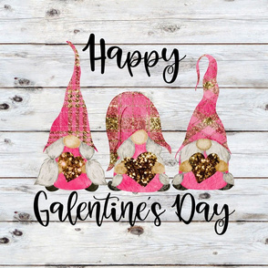Happy Galentines Day Pink Glitter Plaid Gnomes 18 inch square