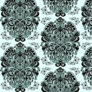 Damask Me Away Black and Mint
