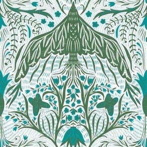 small scale - new heights damask - green