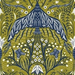 small scale - new heights damask - navy and olive