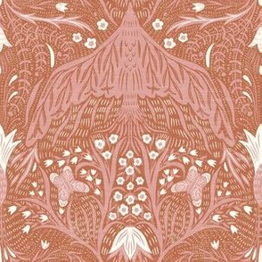 small scale - new heights damask - earthy pink