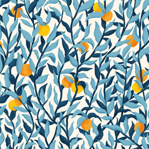 Leaves and oranges Blue