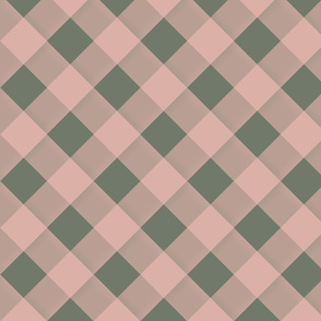 Sage Green And  Coral Pink Gingham 