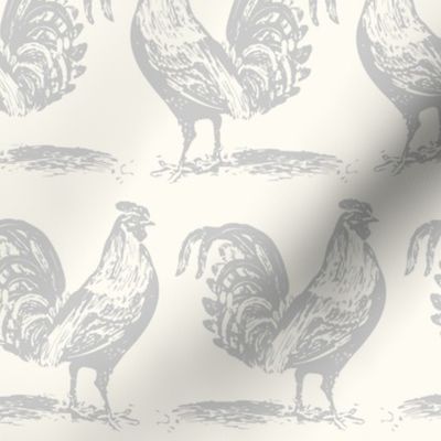 Farmhouse, Rooster, hen, vintage, gray