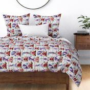 Rainbow Plaid Bunny Gnomes on Shiplap Rotated - large scale