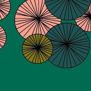 Umbrellas #2 tealsalmonolivebottlegreen