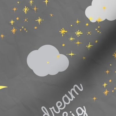 Dream Big Nursery Night Sky Yellow and Grey