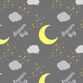 Dream Big Nursery Night Sky Yellow and Grey