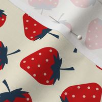 Strawberries, retro fruit, red and ivory 
