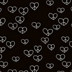 The minimalist boho love and peace hearts pace icon monochrome black and white