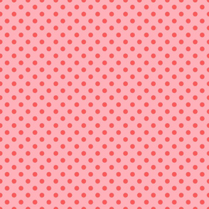 Polka Dots Coral Red on light Salmon