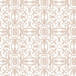 Moroccan Tiles In Nude (White Background)