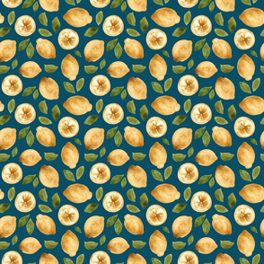 Lemon Grove on Dark Blue - Medium