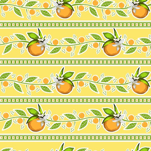 Palm Beach Orange Stripes -Yellow Background