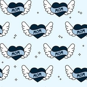 Tattoo Heart Wings Mom on Light Blue