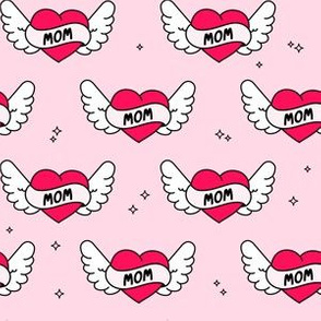 Tattoo Heart Wings Mom on Light Pink