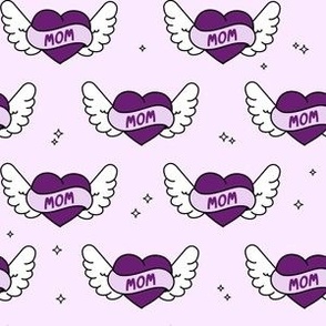 Tattoo Heart Wings Mom on Light Purple