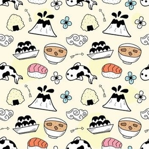Japanese Sushi Koi Doodle Pattern