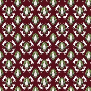 Damask Cat Burgundy