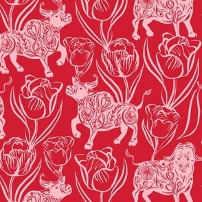 year of the ox floral red