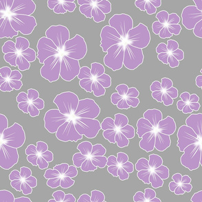 floral print purple and grey