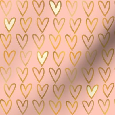 Gold Foil Hearts on Blush