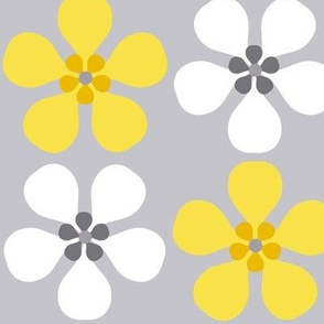 Zen Flowers yellow & gray