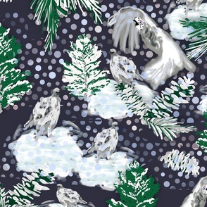 Canadian Birds Snowfall navy