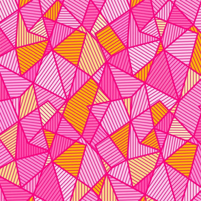 striped polygons - deep pink & tangerine