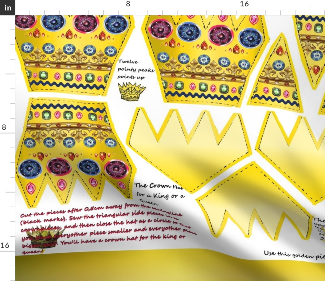  Spoonflower Fabric - Crowns Diamonds Crown King Gold