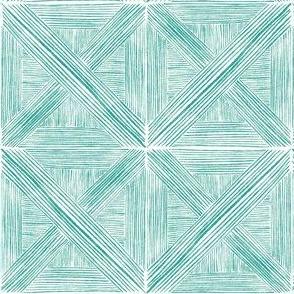 Teal Watercolor Basketweave - Small Scale