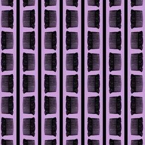 Striped Vintage Ladies Hair Combs in Lilac Purple Background (Mini Scale)