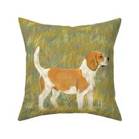 Lemon Beagle in Grassy Field for Pillow