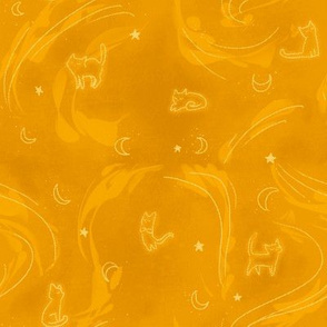 Celestial Cats in Gold - Medium