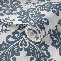 Damask with Butterflies in Blue Grays
